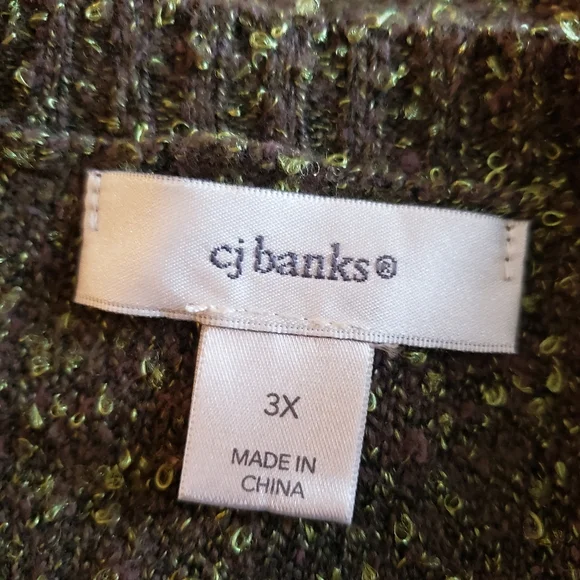 CJ Banks Olive Textured Knit Sweater 3X - Picture 6 of 9